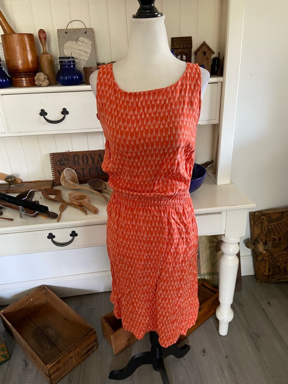 Tommy Hilfiger Orange Patterned Top with Subtle White Accents